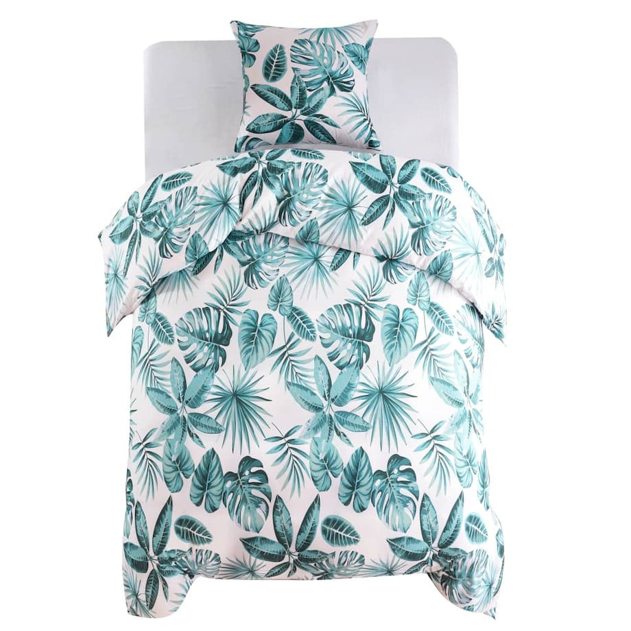 vidaXL Poszewka na kołdrę Liście Zielone 140x200/60x70 cm