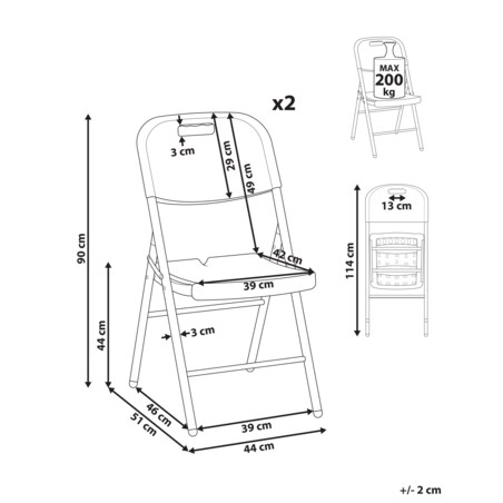 Zestaw 2 krzeseł ogrodowych CUGNOLI Składane Biały