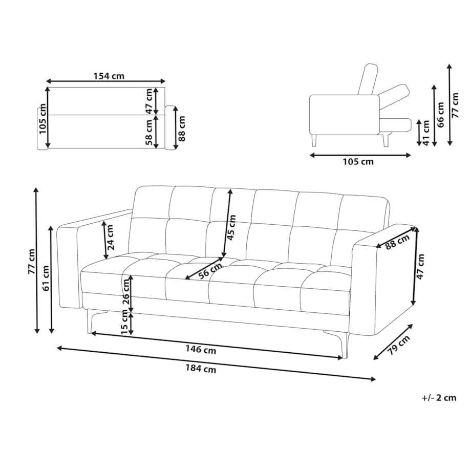 Sofa rozkładana beżowa ALNES