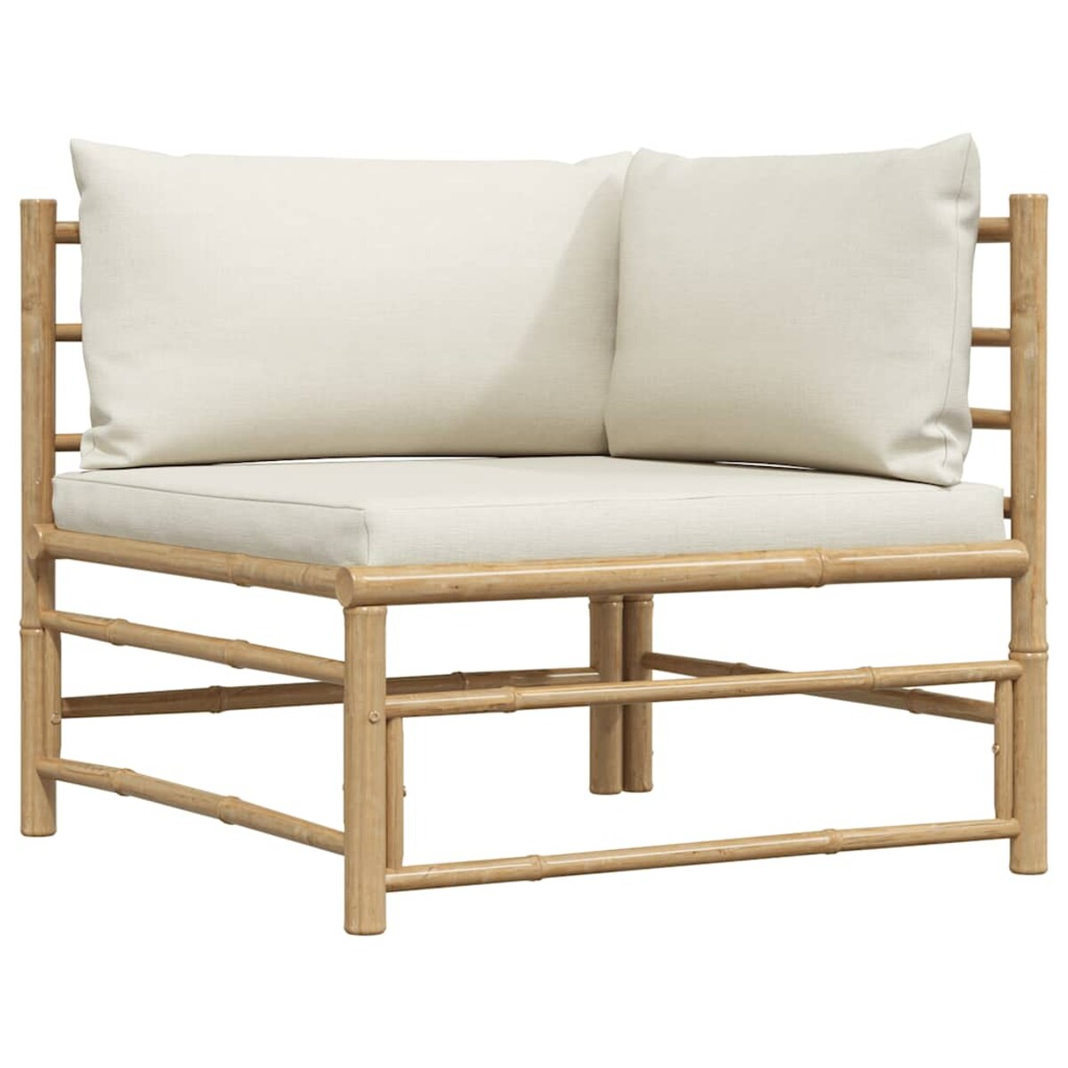 vidaXL Ogrodowa sofa narożna, śmietankowe poduszki, bambus