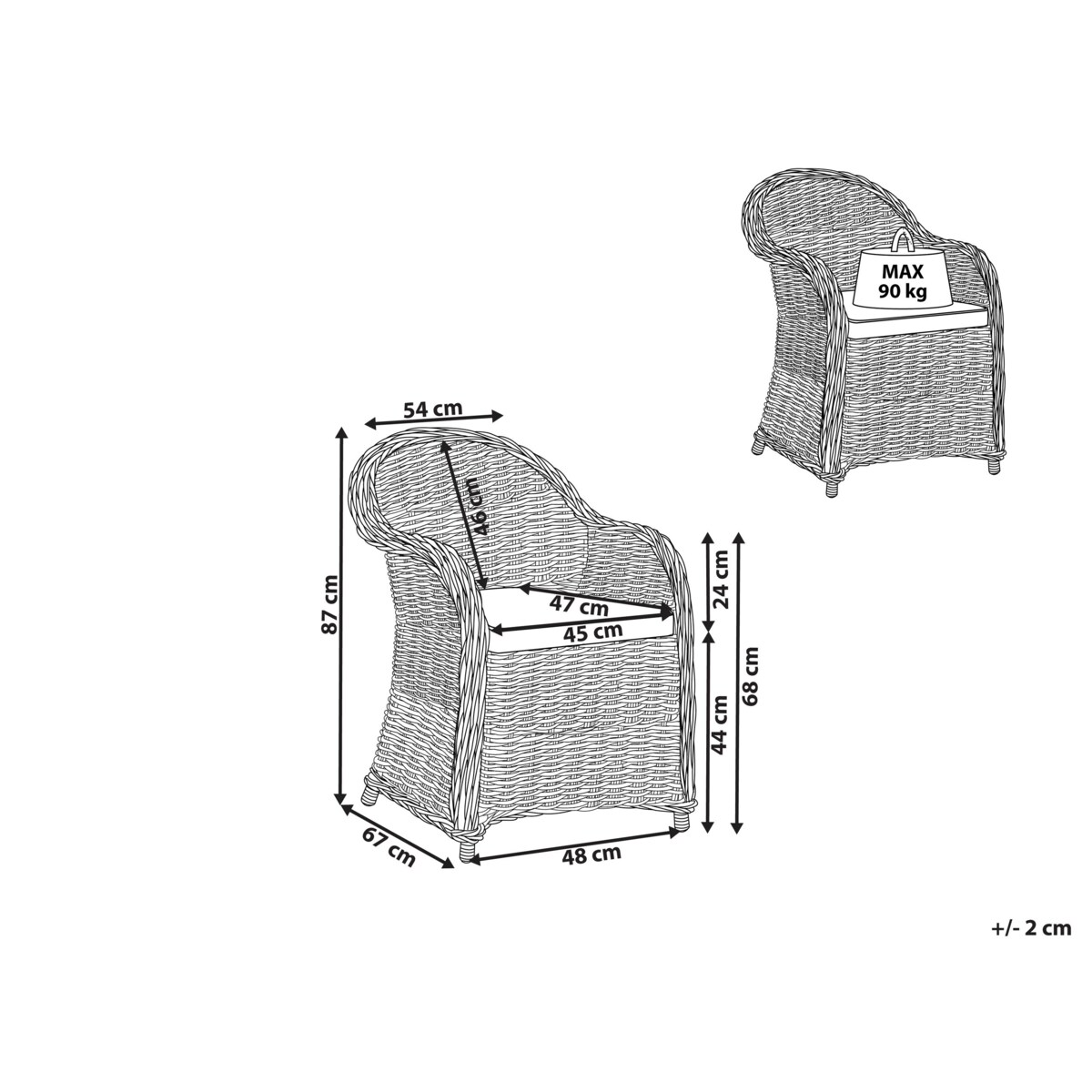 Fotel ogrodowy rattanowy naturalny SUSUA