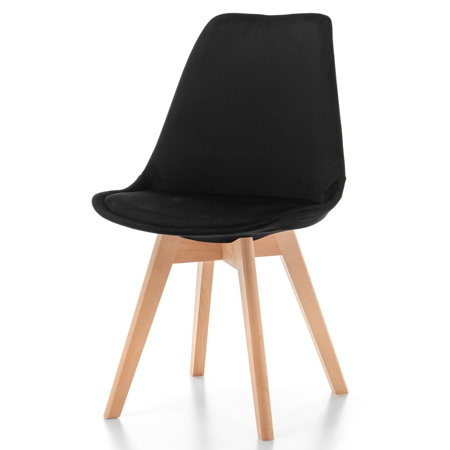 Krzesło skandynawskie z poduszką welurowe DUBLIN czarne