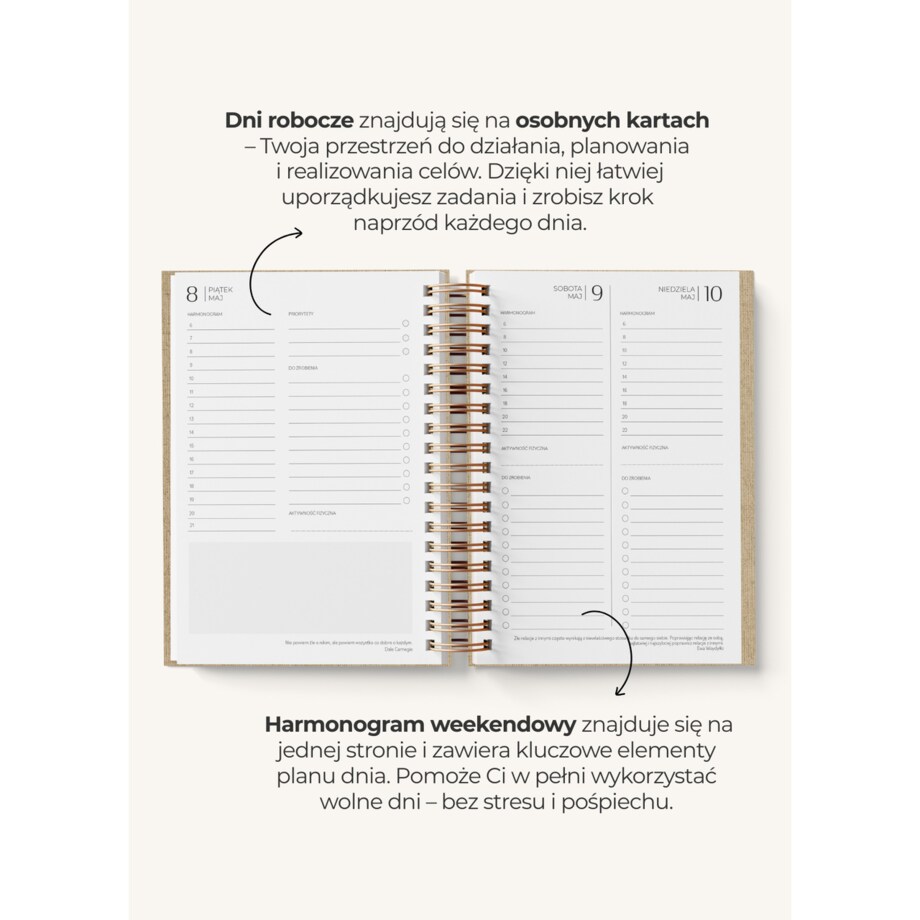 Planner dzienny 2026 na spirali – Ember
