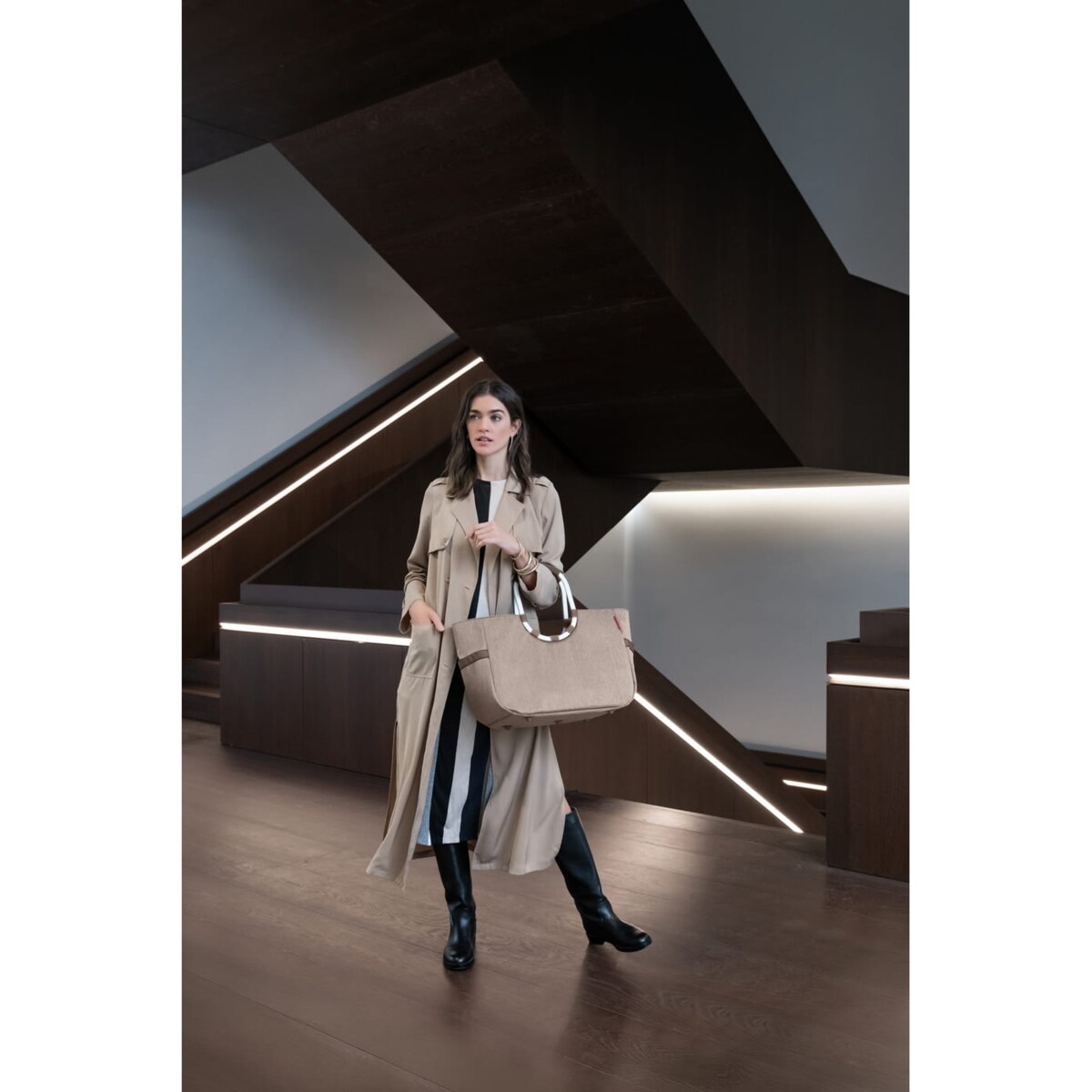 Torba LOOPSHOPPER L, herringbone mokka