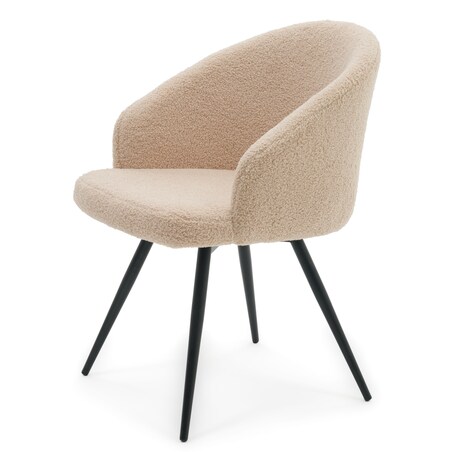 Krzesło tapicerowane obrotowe boucle teddy do salonu MODENA ciemnobeżowe