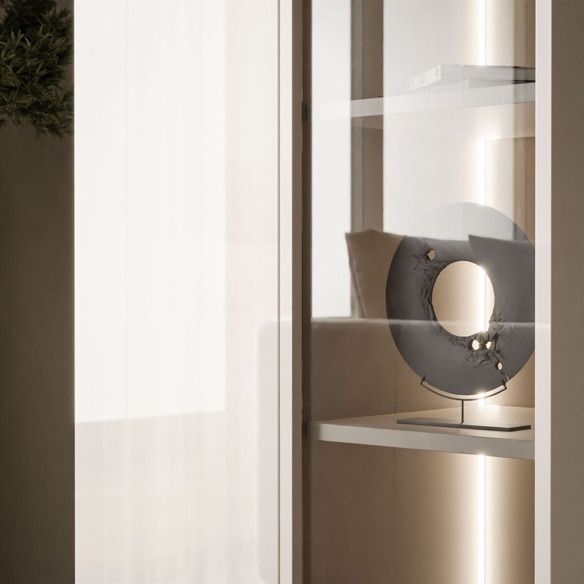 Podwieszana witryna CARMEN z oświetleniem LED, kaszmir