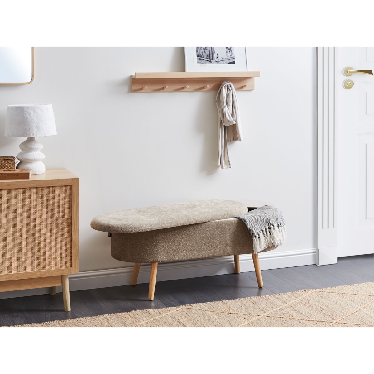 Ława OKLAHOMA Jasnobrązowy Tkanina szenilowa