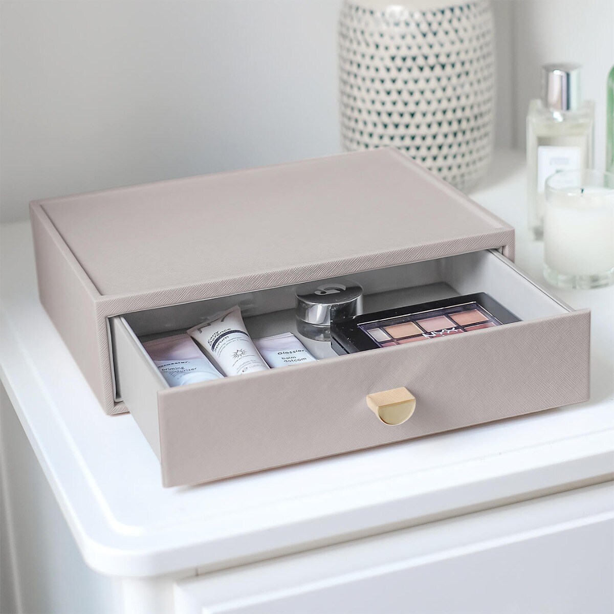 Organizer na kosmetyki Stackers taupe z szufladą