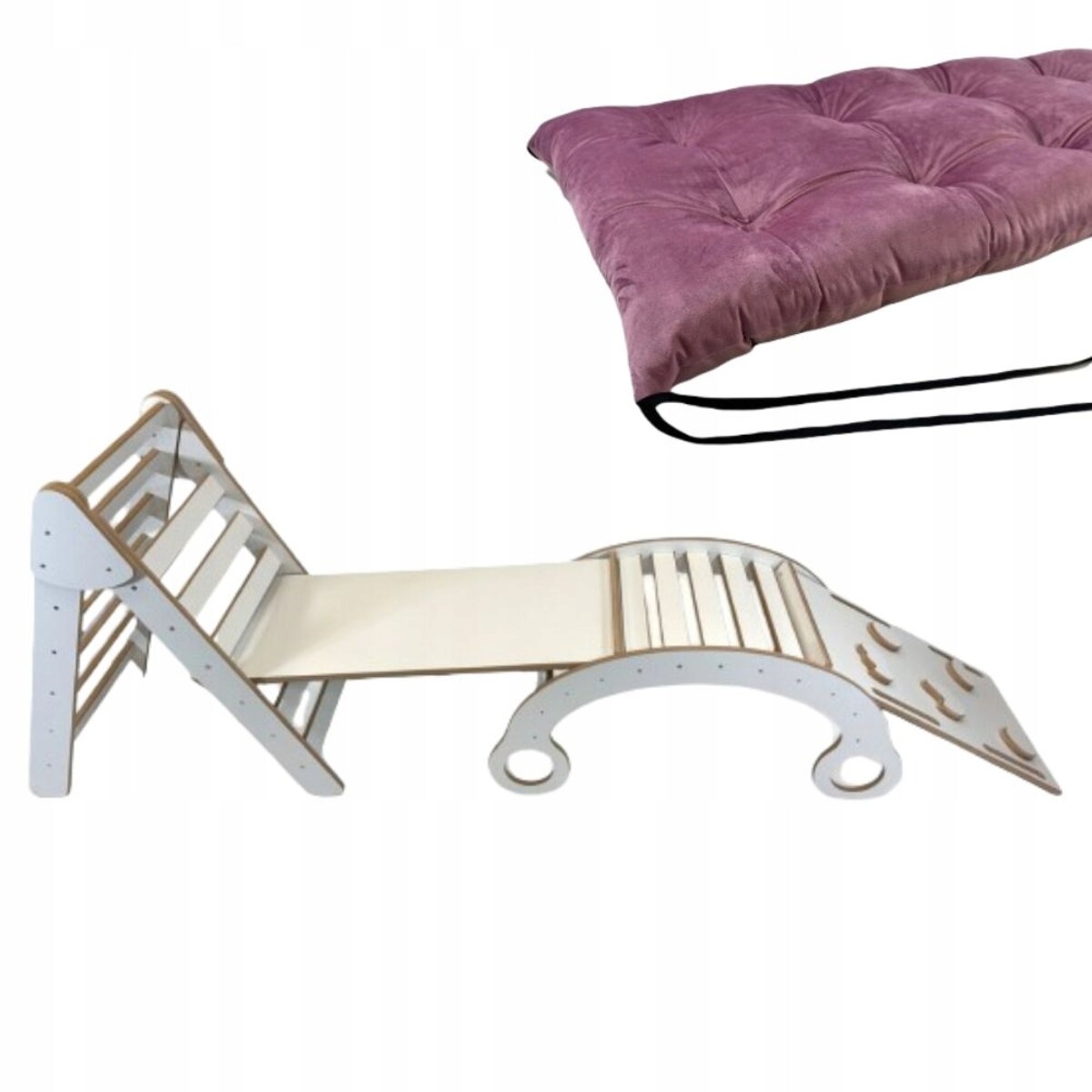 Deska do balansowania + Poduszka Róż + Ścianka + Zjeżdżalnia + Pikler