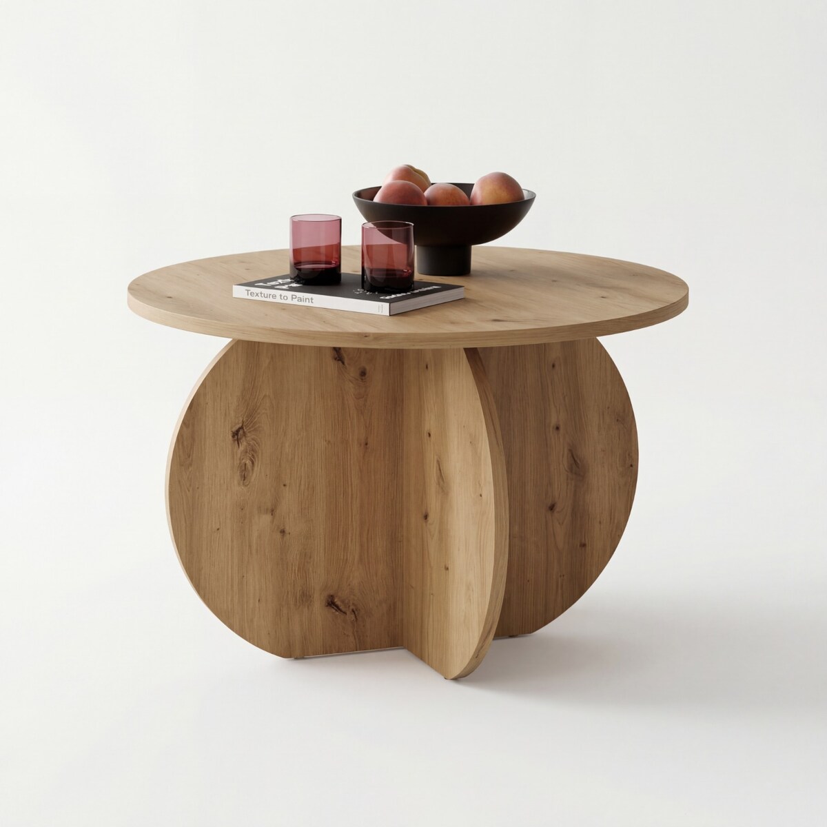 Stolik Kawowy YAPANDI Dąb Artisan 70 cm Okrągły Japandi Nowoczesny Do Salonu