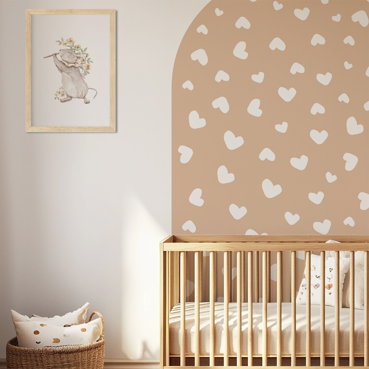 Naklejka na ścianę łuk beżowy - serca XXL