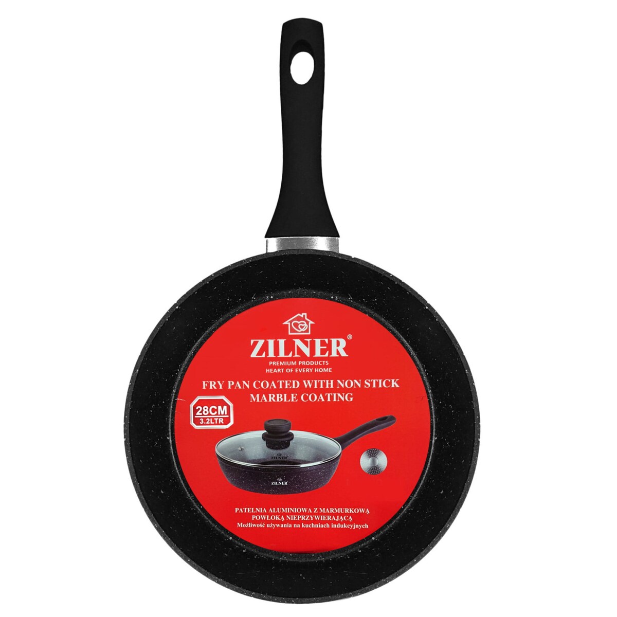 Patelnia głęboka z pokrywką marmurowa non-stick 26 cm 2.6L indukcja ZILNER