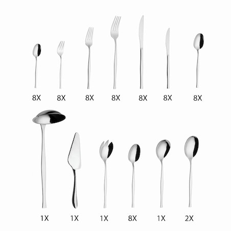 Komplet sztućców 70 elementów dla 8 osób błyszczące srebrne BERLINGER HAUS