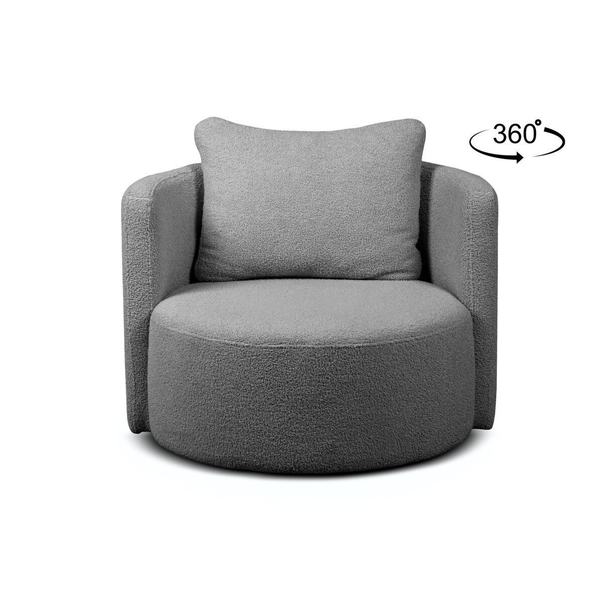 KONSIMO RAGGI Fotel i puf obrotowy baranek ciemnoszary baranek