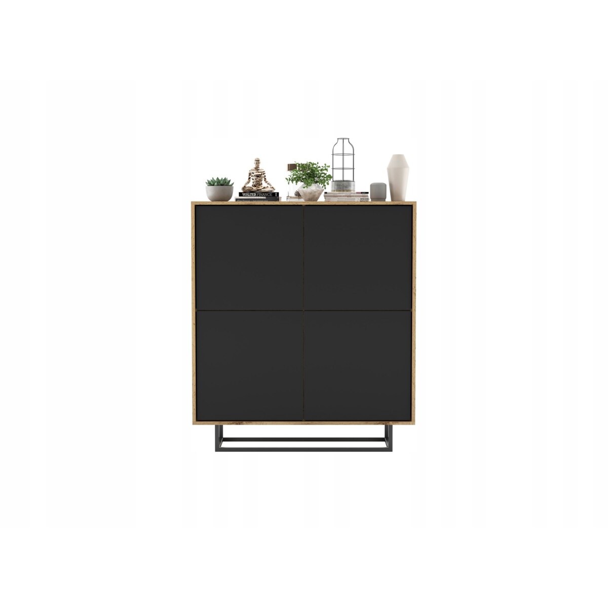 Komoda Loft Szafka RTV Loft Dąb Wotan Czarny MAT 113 cm