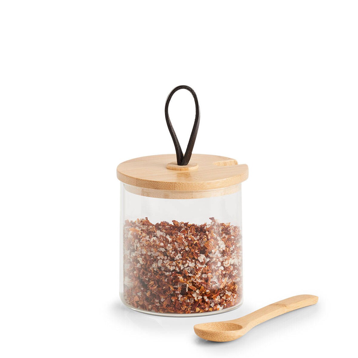 Szklany słoik z wieczkiem z uchwytem i drewnianą łyżeczką, 320 ml
