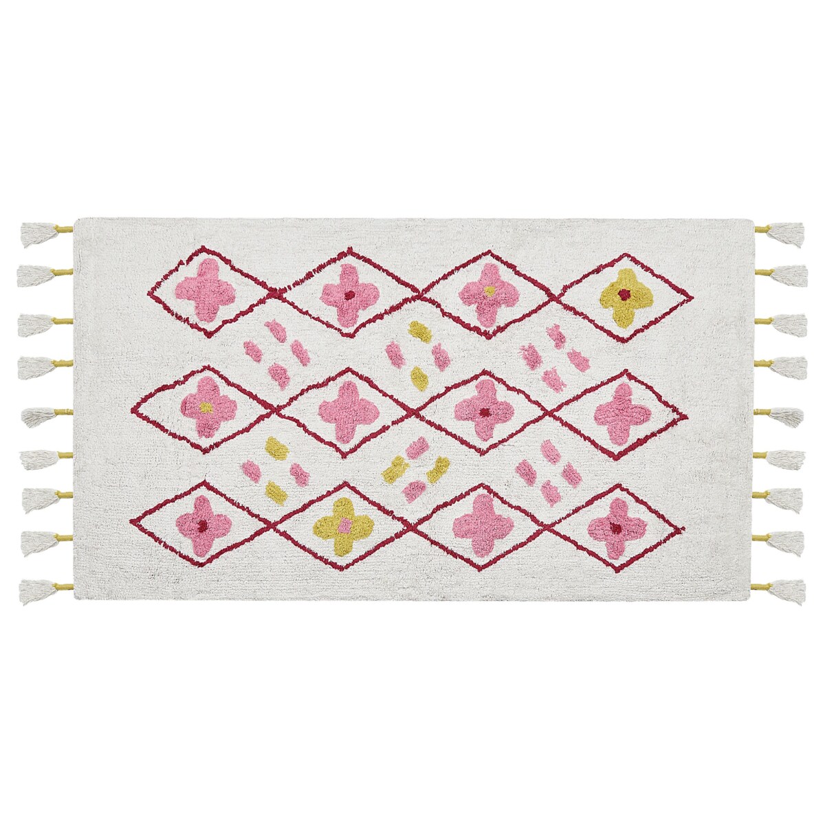 Dywan dziecięcy bawełniany 80 x 150 cm biały z różowym CAVUS