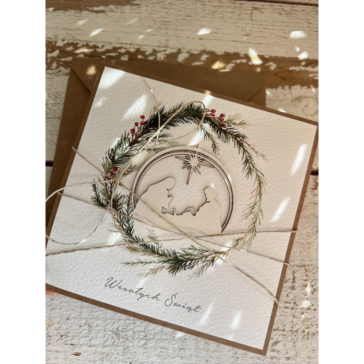 Kartka świąteczna ręcznie robiona na Boże Narodzenie