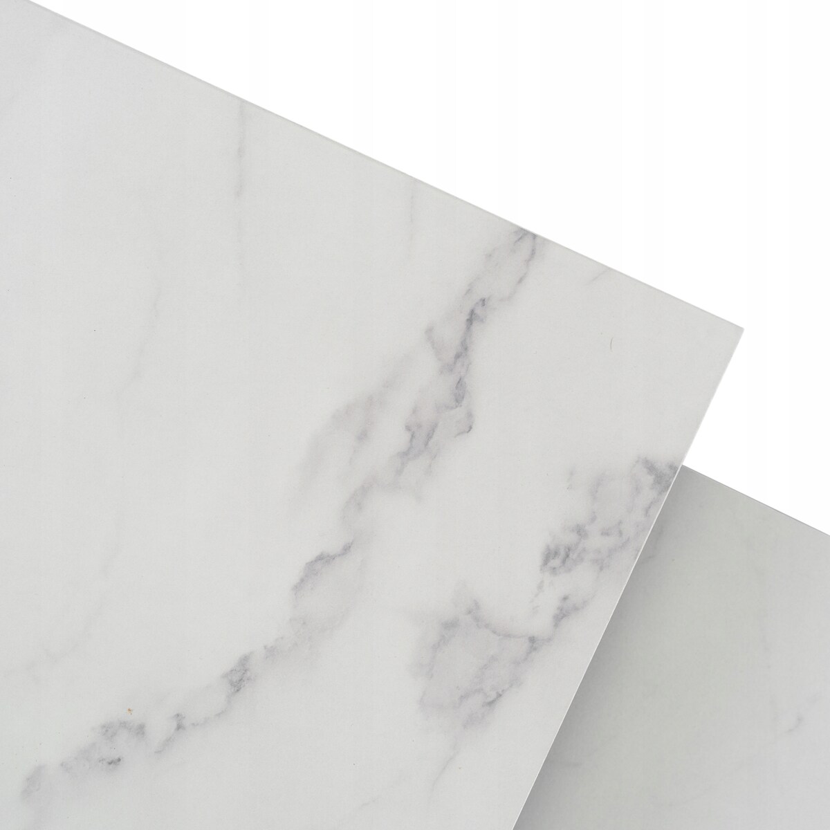 Stolik Kawowy Kwadratowy Marmur Biały Zestaw 2w1 Ława Glamour Biała ORI