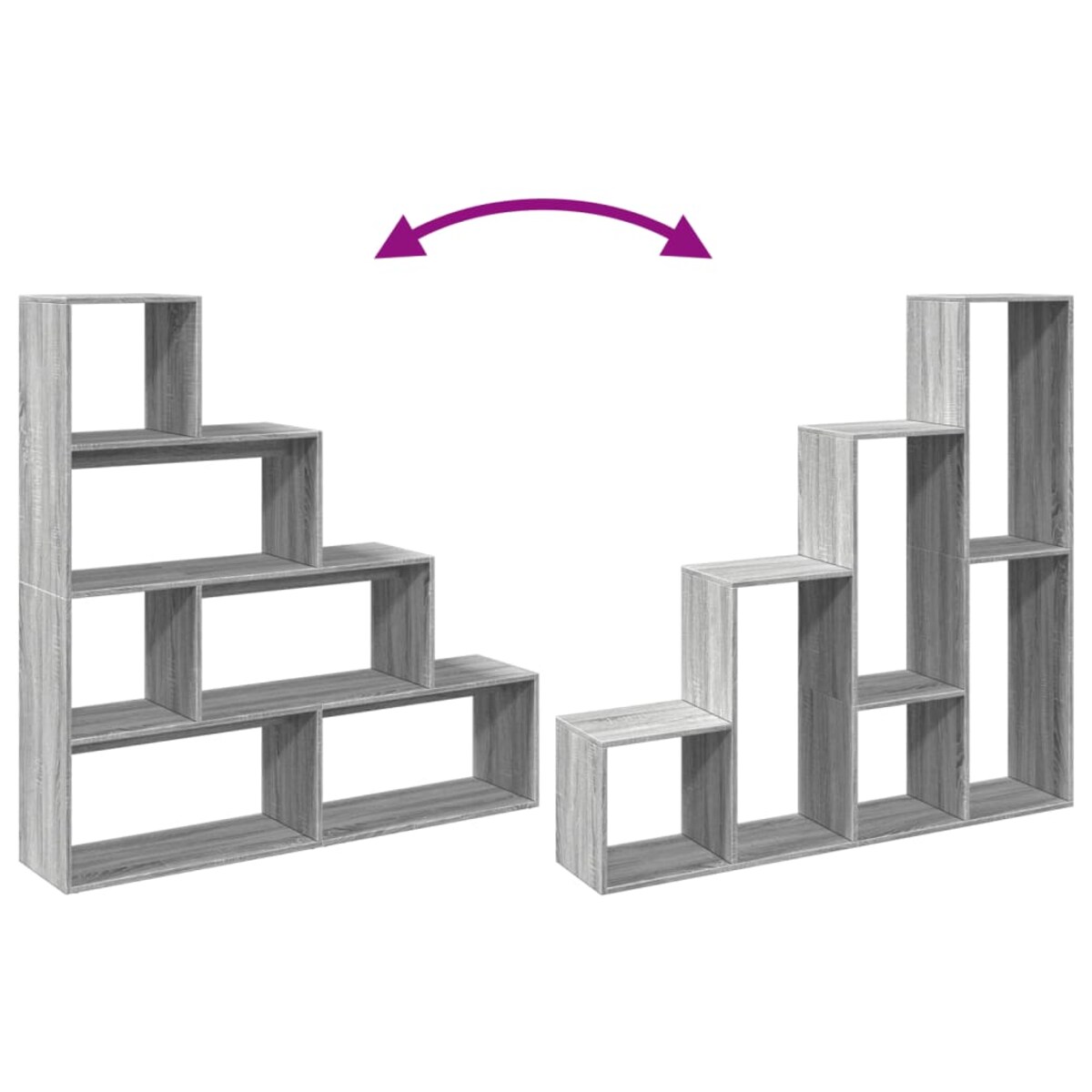 vidaXL Regał przegroda, 4 poziomy, szary dąb sonoma, 143,5x29x143,5 cm