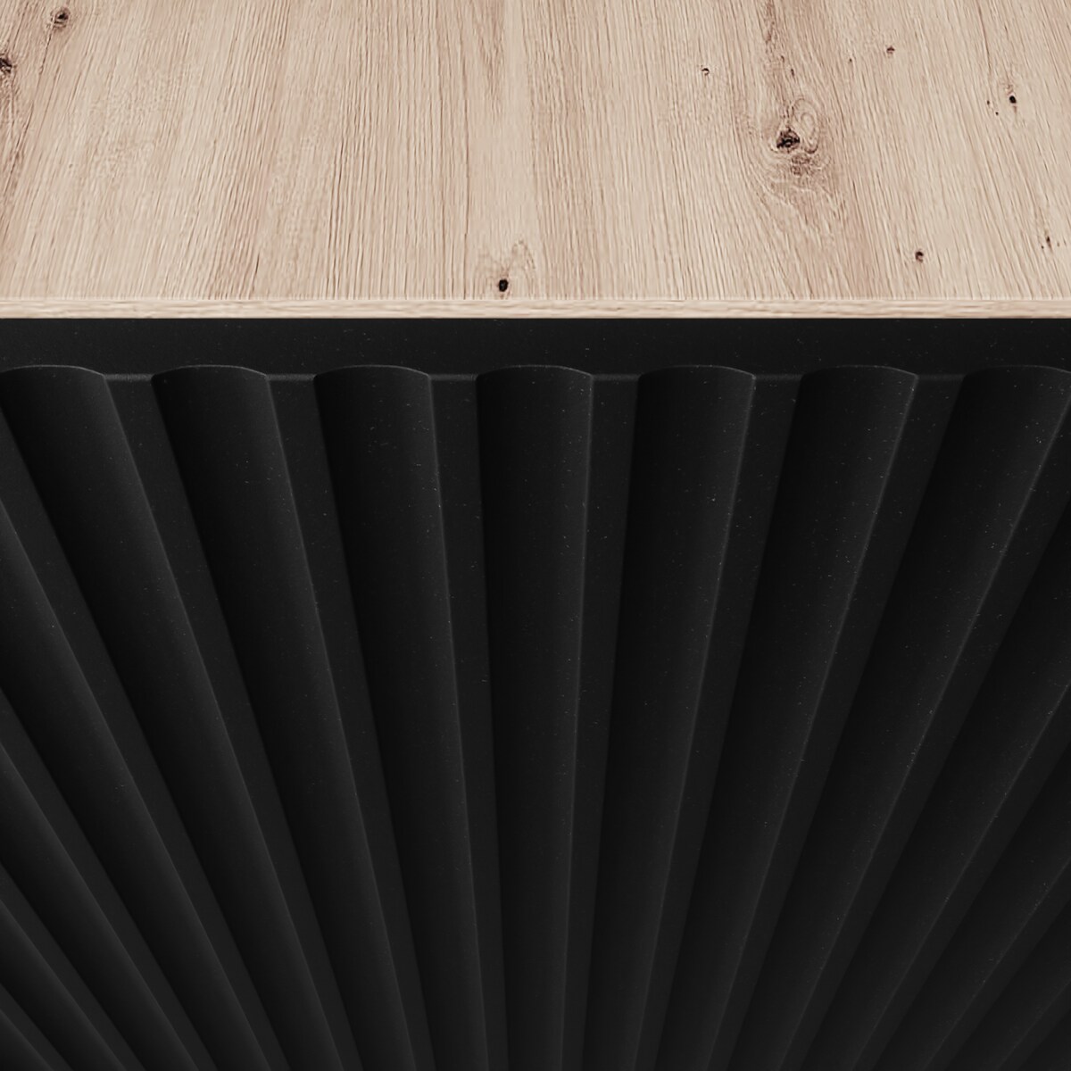 Stojąca szafka RTV NOELI pod telewizor do salonu, z ryflowany front- czarna