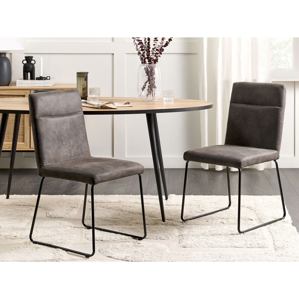 Zestaw 2 krzeseł do jadalni szary NEVADA