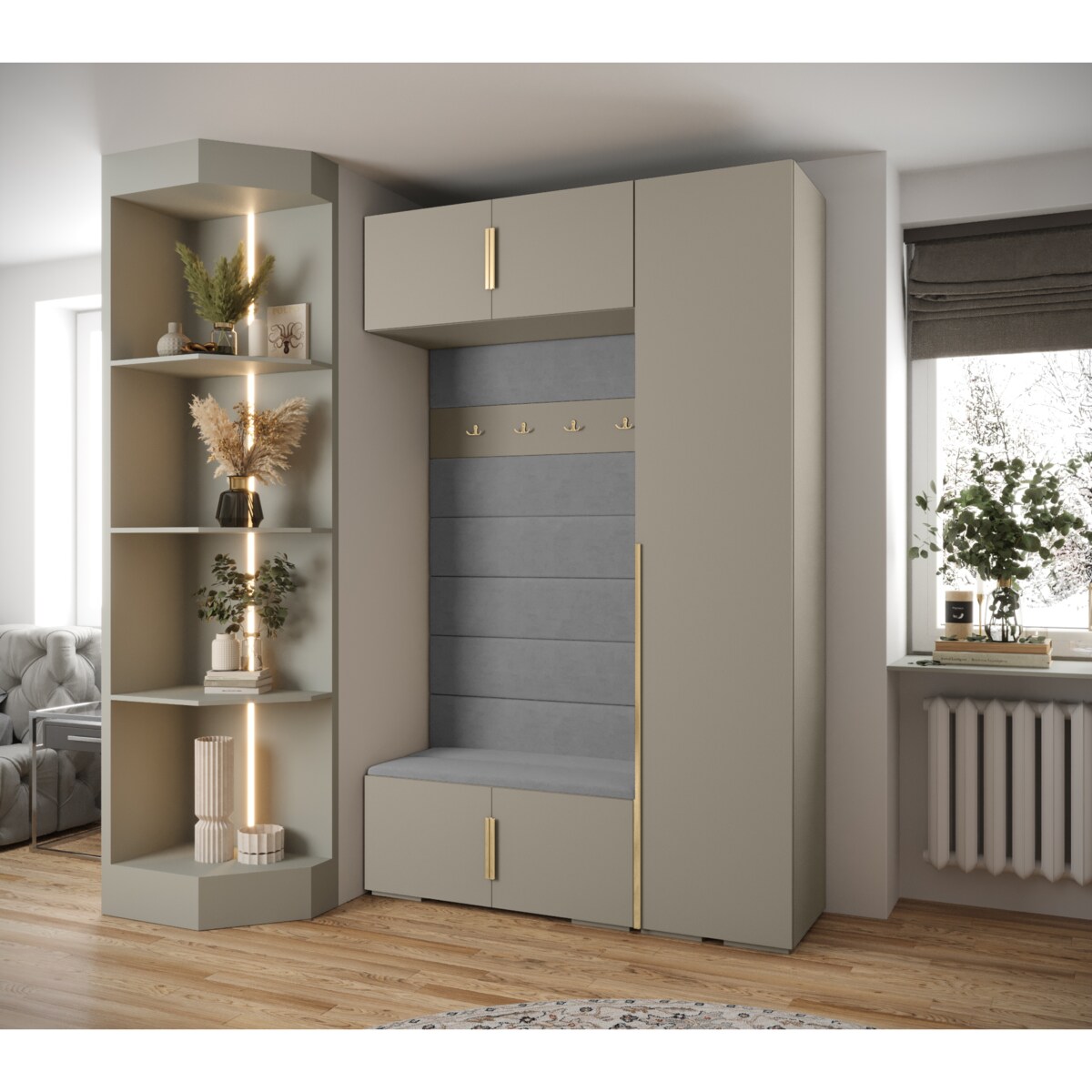 Garderoba do przedpokoju INOVA 1 Z19 kaszmir+złoty+manila16