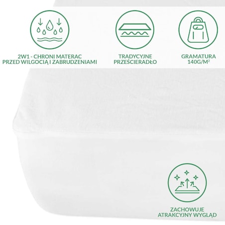 Prześcieradło ochronne wodoodporne z gumką 2w1, rozmiar 200x220 SMARTCEL kolor biały