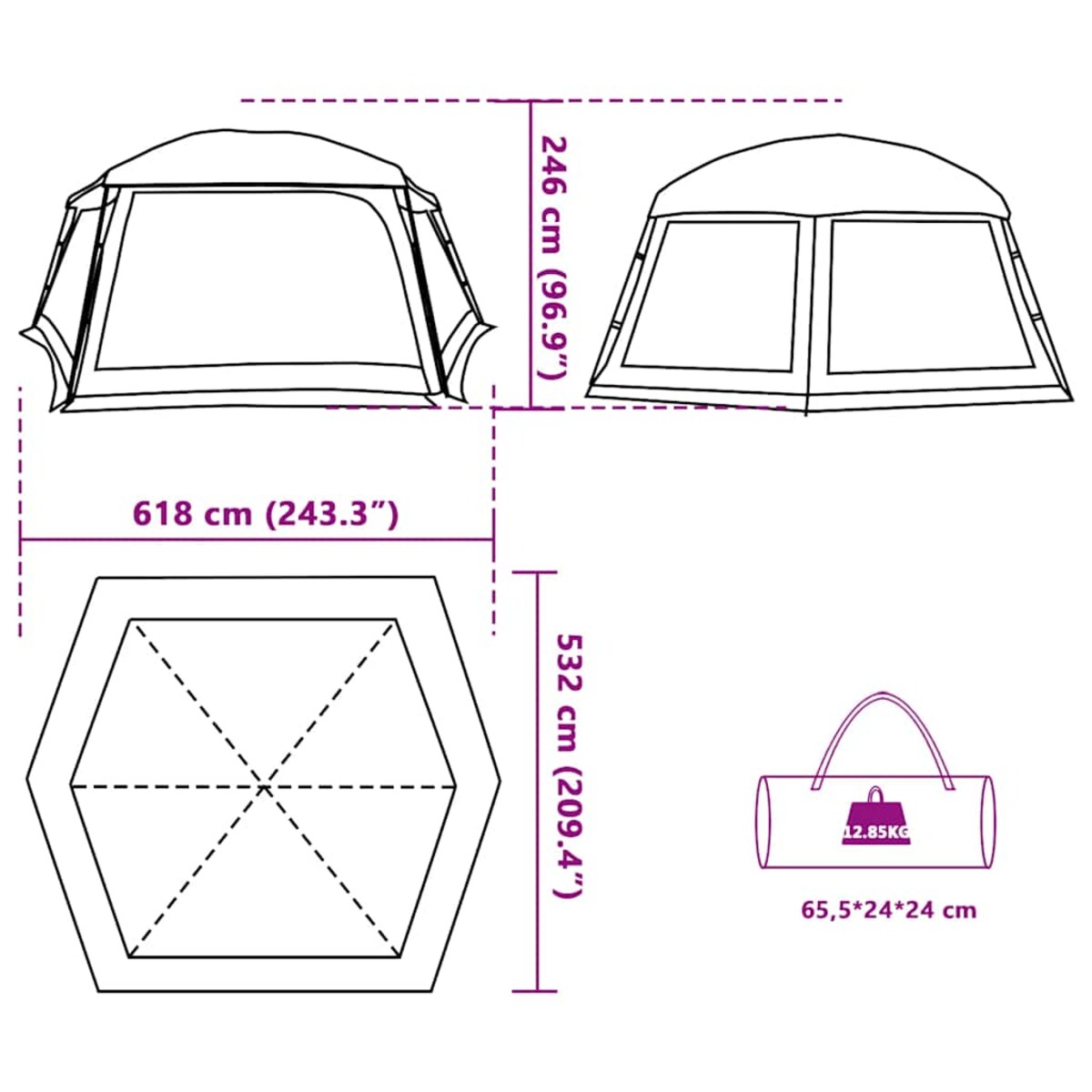 vidaXL Namiot basenowy z odpinanym tropikiem i ściankami z siatki