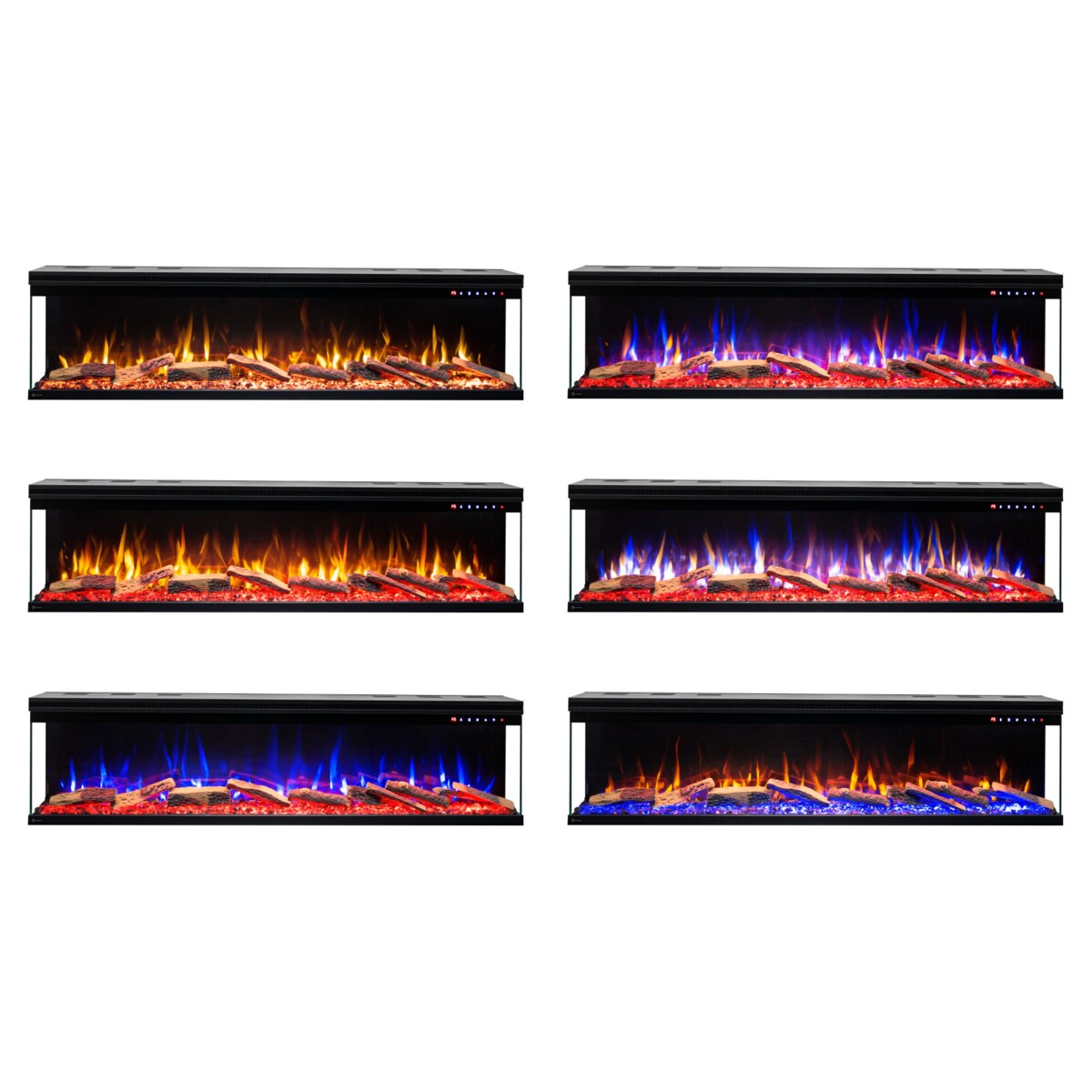 Kominek elektryczny à 3 côtés AFLAMO Unique 127 - ścienny i do zabudowy - 127x44x20 cm - kominek LED - funkcja grzania 750/1500 W