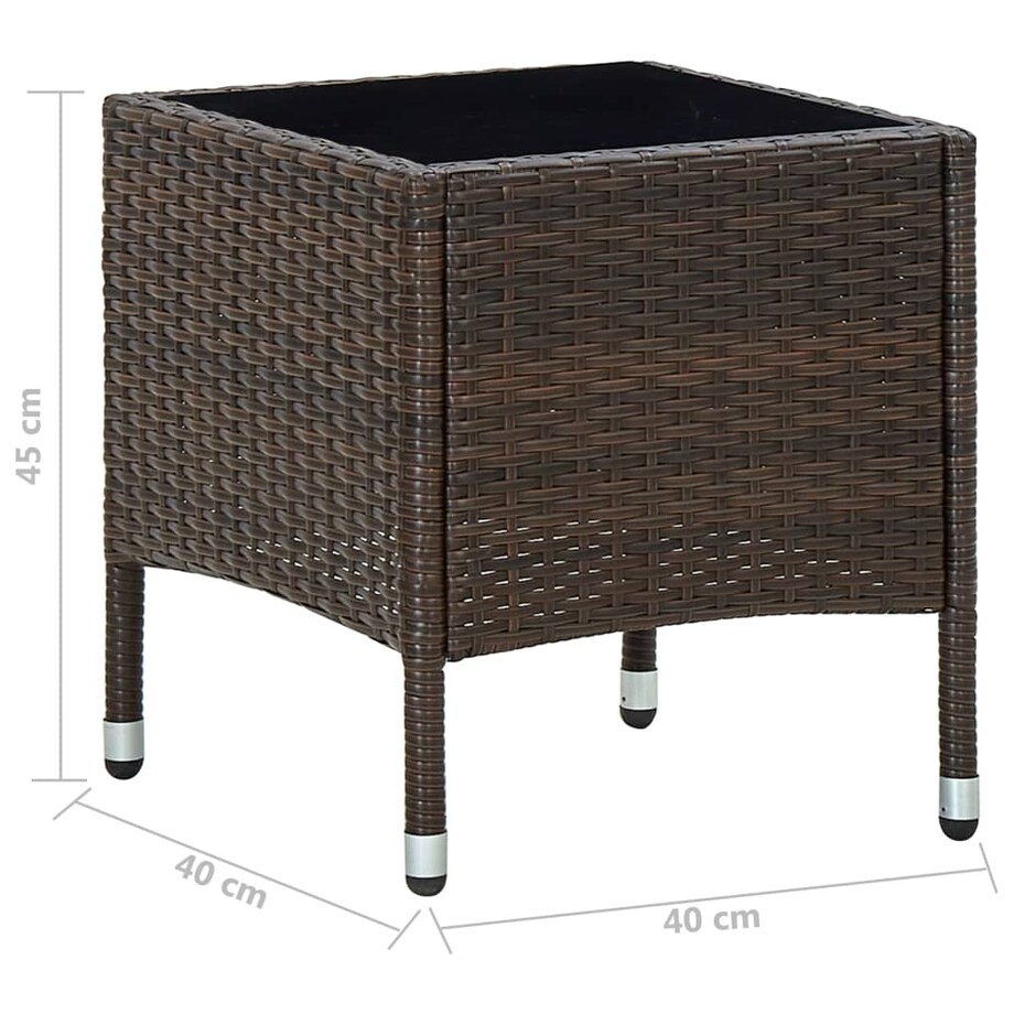 vidaXL Stolik ogrodowy, brązowy, 40 x 40 x 45 cm, rattan PE