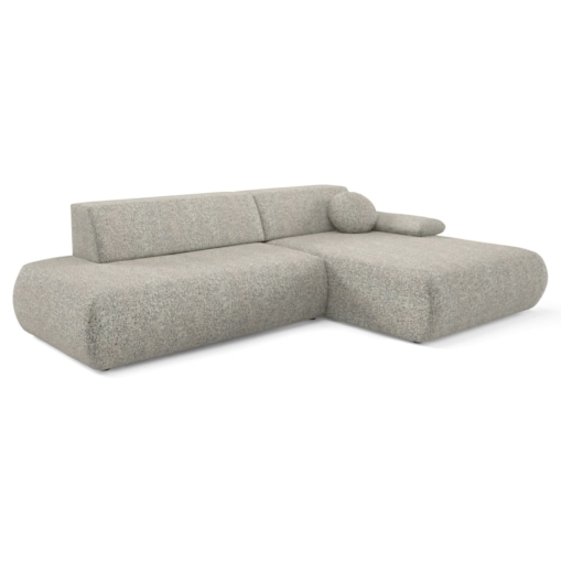 Narożnik rozkładany PENTI z pojemnikiem na pościel, prawy, szaro-beżowy