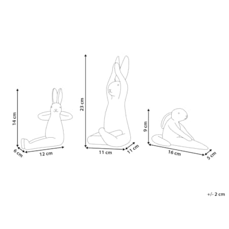 Zestaw 3 figurek dekoracyjnych zając biały BREST