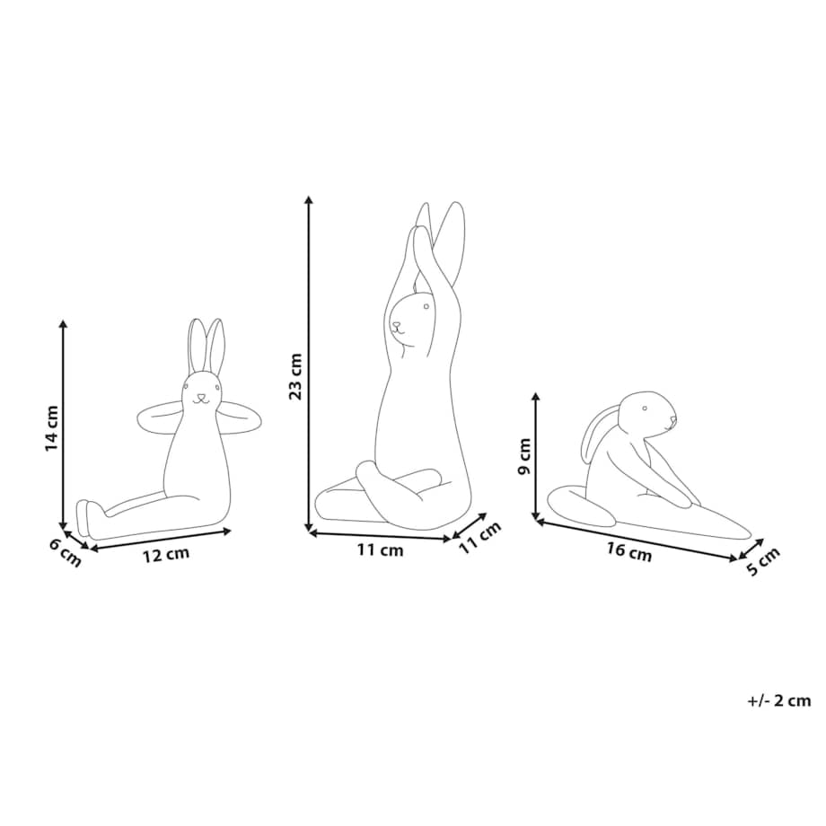 Zestaw 3 figurek dekoracyjnych zając biały BREST