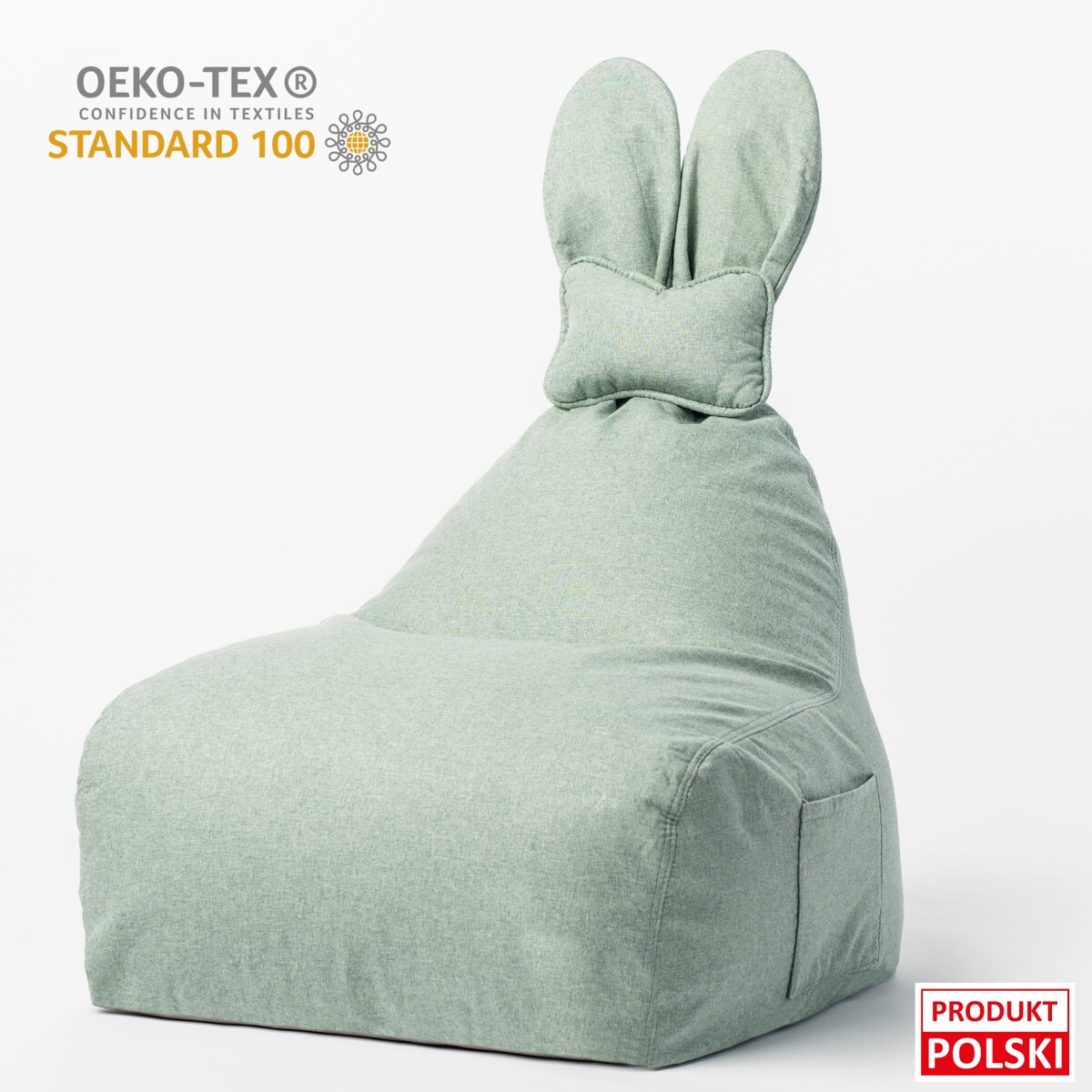 PUF FUNNY BUNNY BAWEŁNIANY MIETOWO-ZIELONY