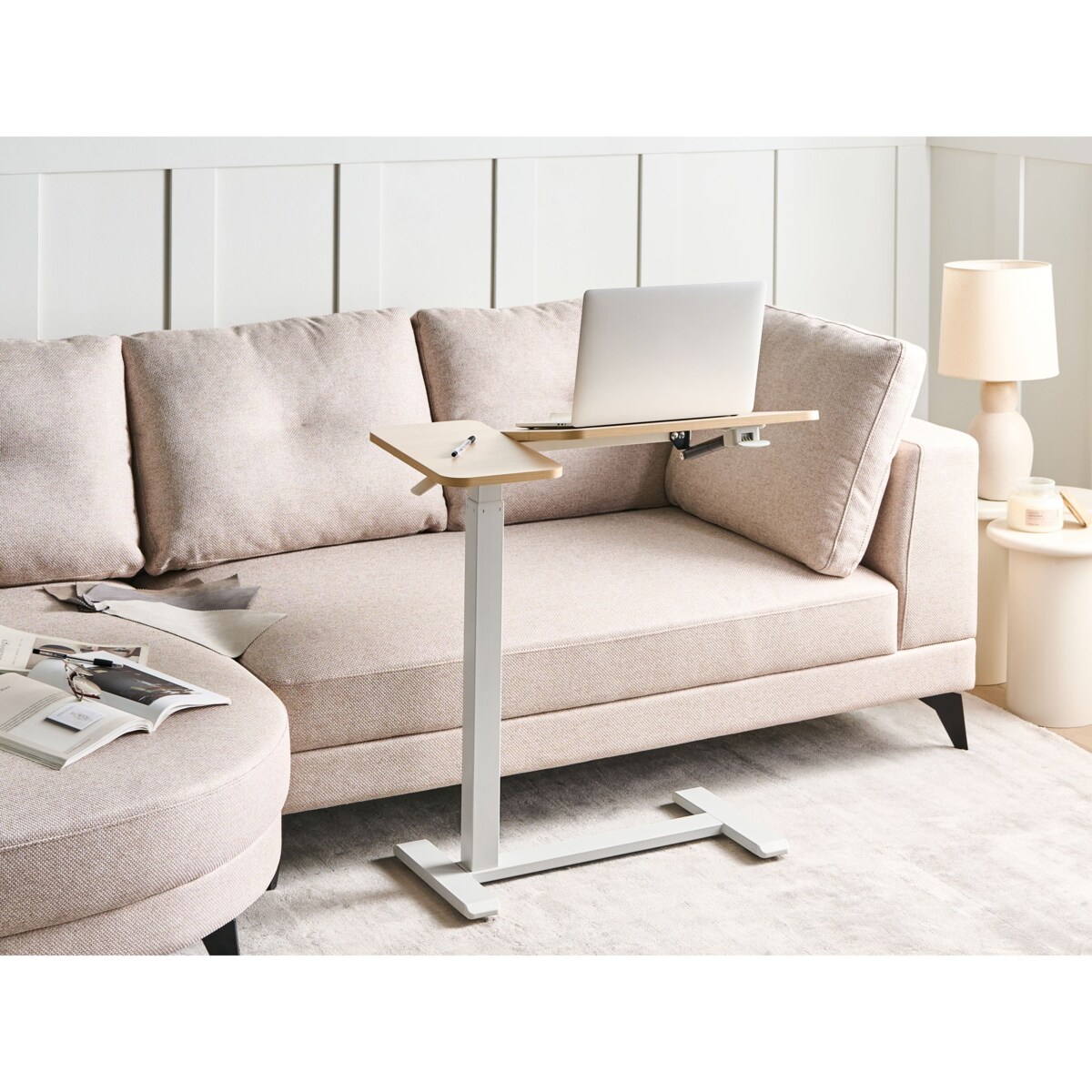 Regulowany stolik pod laptopa SCHOLA Jasny brąz/ biały 70 cm 40 cm