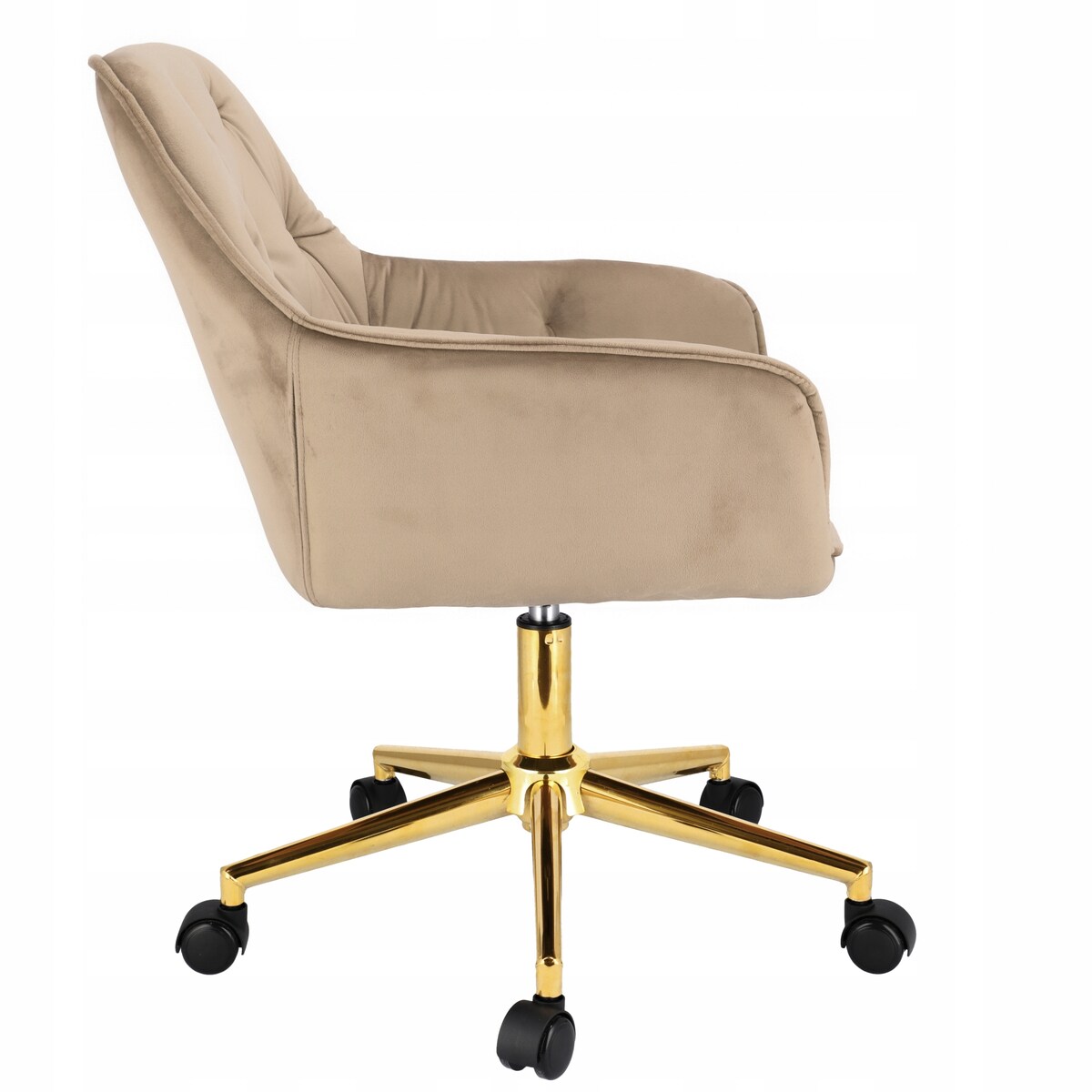 Fotel obrotowy welurowy LARGO beżowy na złotej stopie