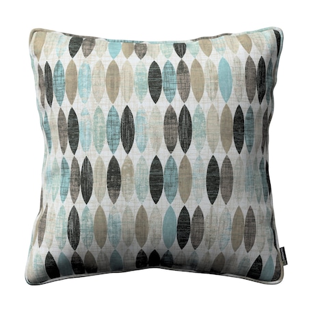 Poszewka Gabi na poduszkę 60x60 wzory w odcieniach błękitu, beżu i czarnego na jasnym tle