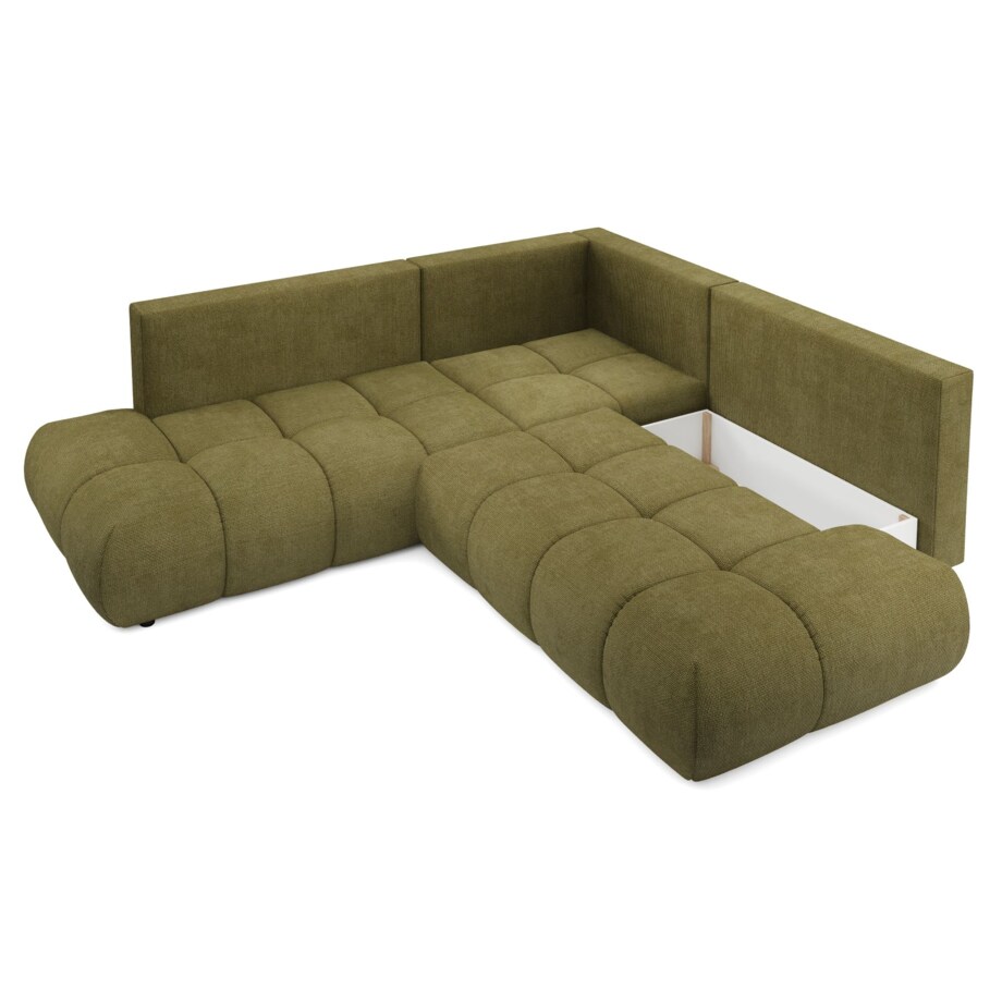 Narożnik pikowany, rozkładany z funkcją spania SOHI, Flow 12 - zielony