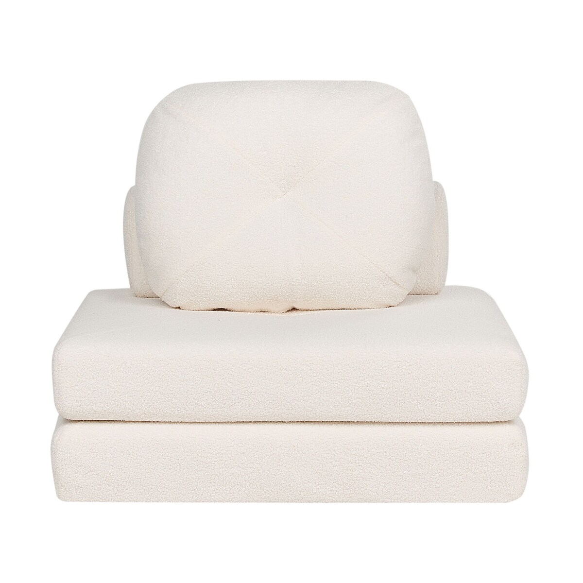 Sofa rozkładana jednoosobowa boucle biała OLDEN
