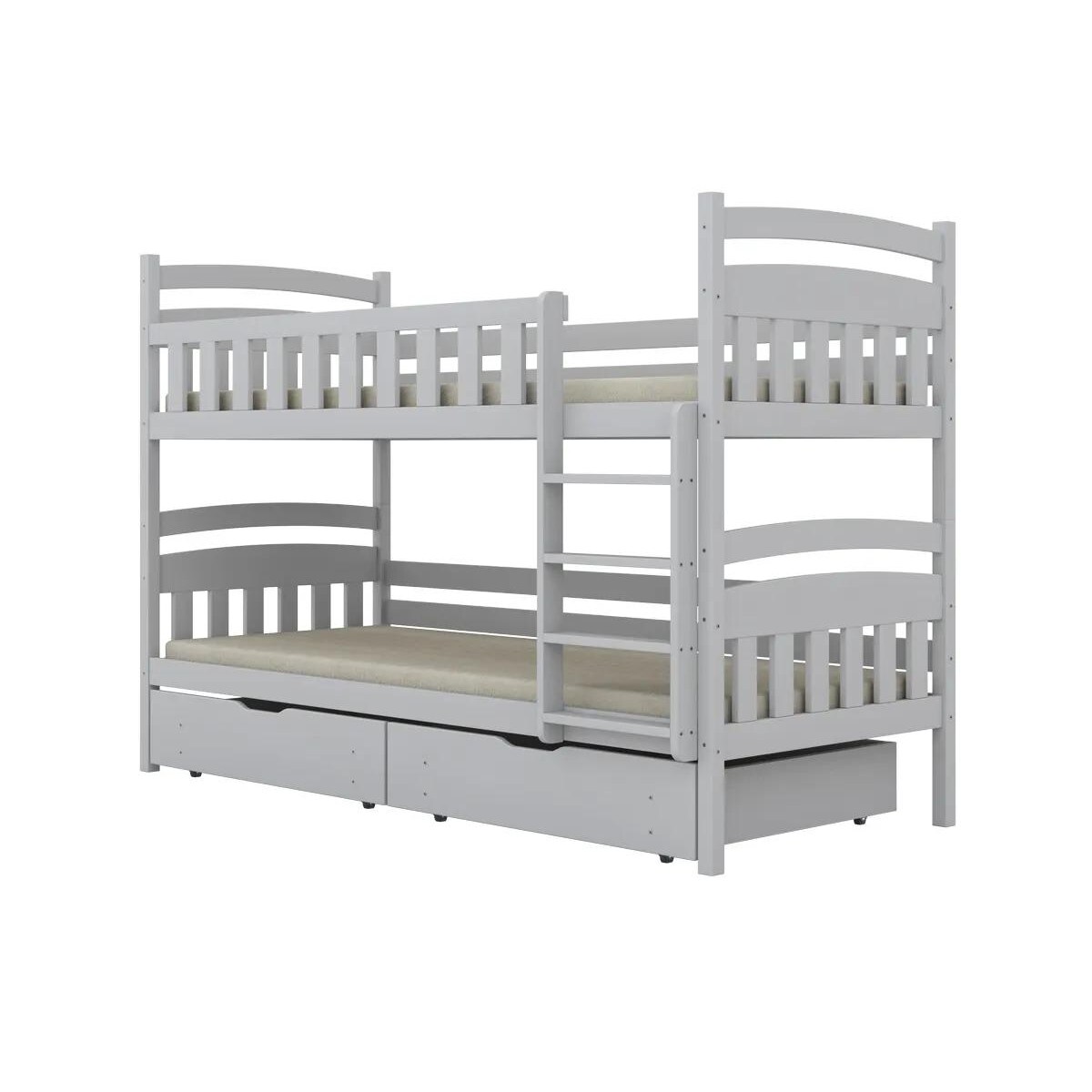 Łóżko piętrowe JULITA 180x80 białe drewniane z szufladami