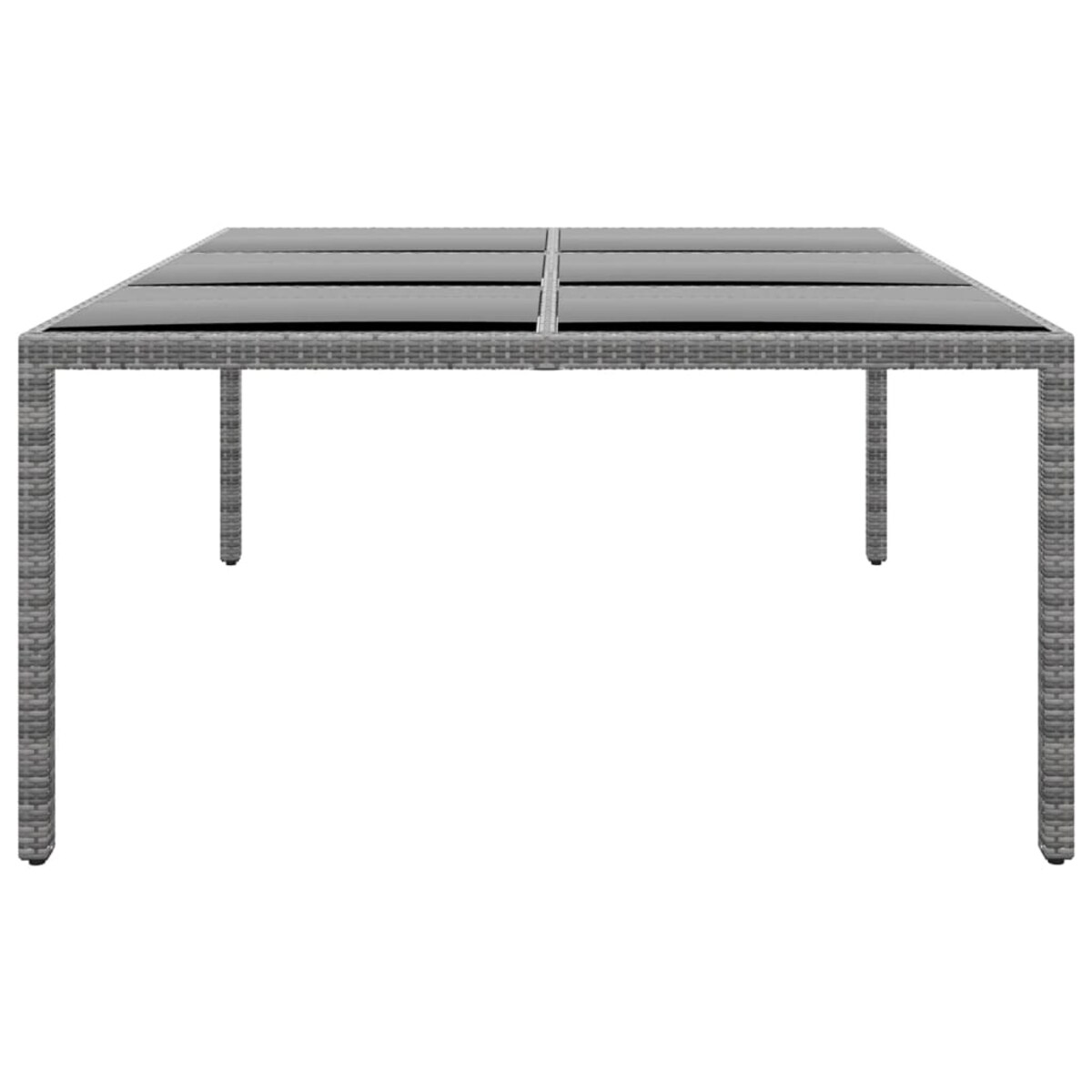vidaXL Stół ogrodowy, 200x150x75 cm, szkło i rattan PE, szary