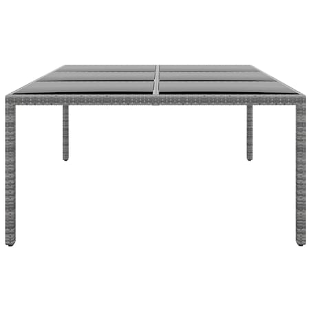 vidaXL Stół ogrodowy, 200x150x75 cm, szkło i rattan PE, szary