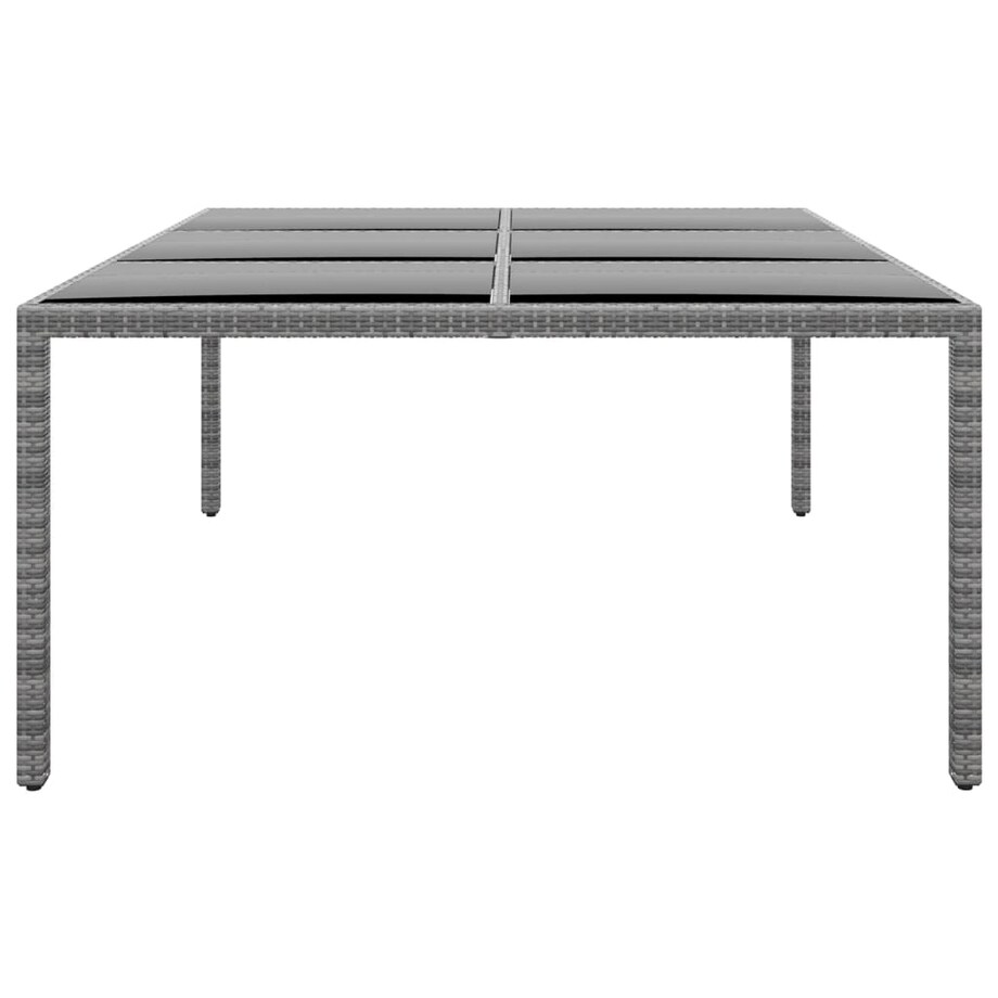 vidaXL Stół ogrodowy, 200x150x75 cm, szkło i rattan PE, szary
