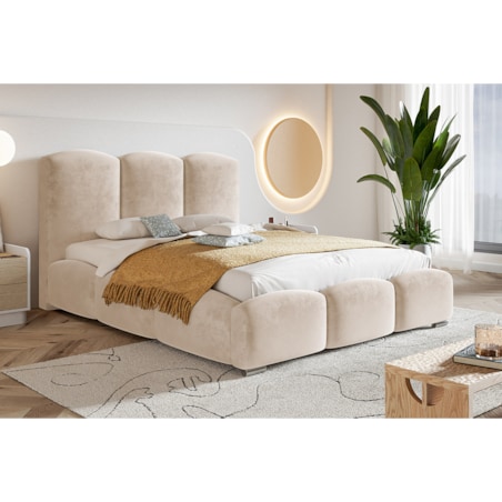 Łóżko jednoosobowe z pojemnikiem 90x200 BEN 14 - beżowe
