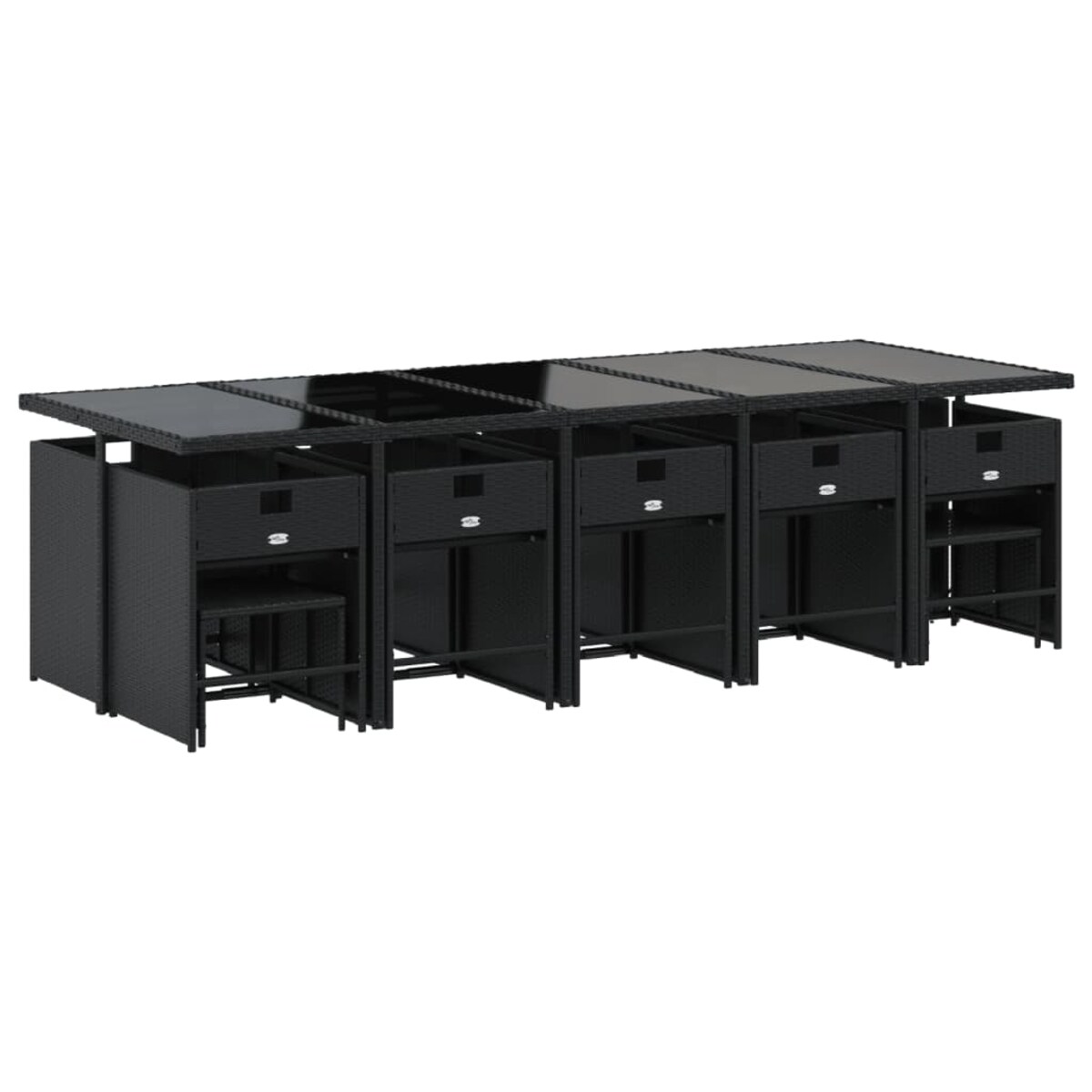 vidaXL 15-cz. zestaw mebli ogrodowych z poduszkami, rattan PE, czarny