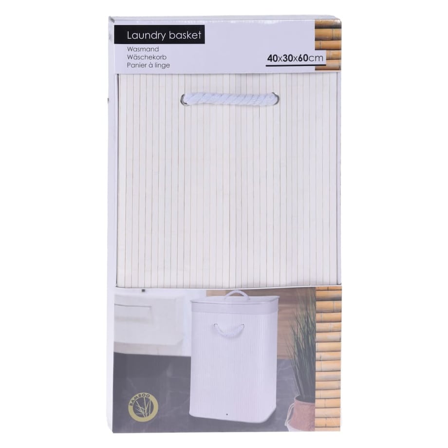 Bambusowy kosz na pranie z pokrywą NATURAL, 60 l