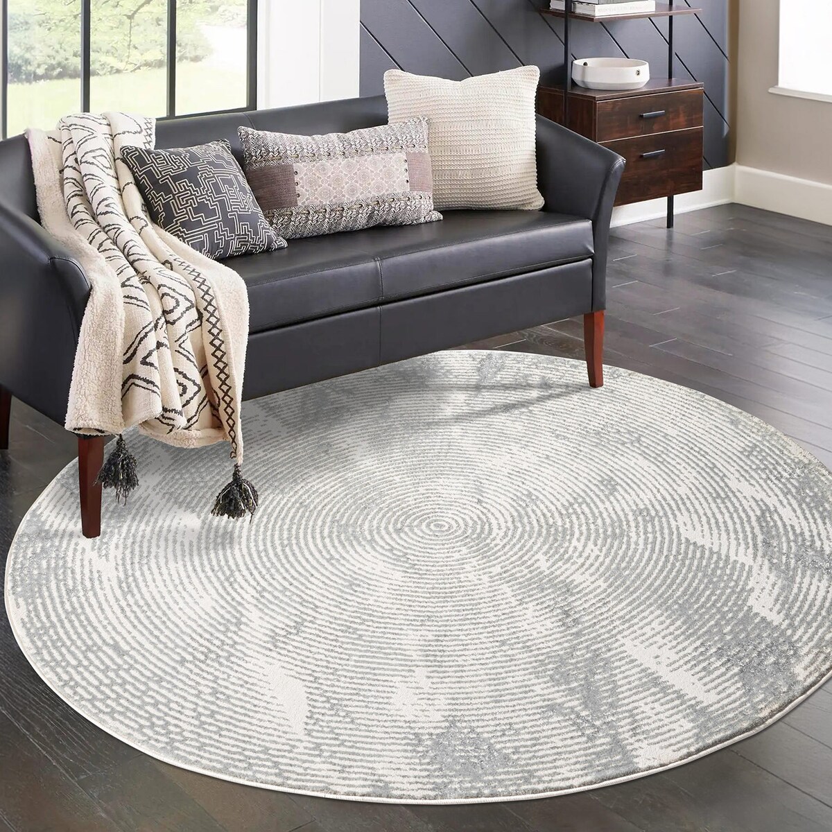 Dywan okrągły strukturalny vintage loft Antique 4810 Szary 200x200