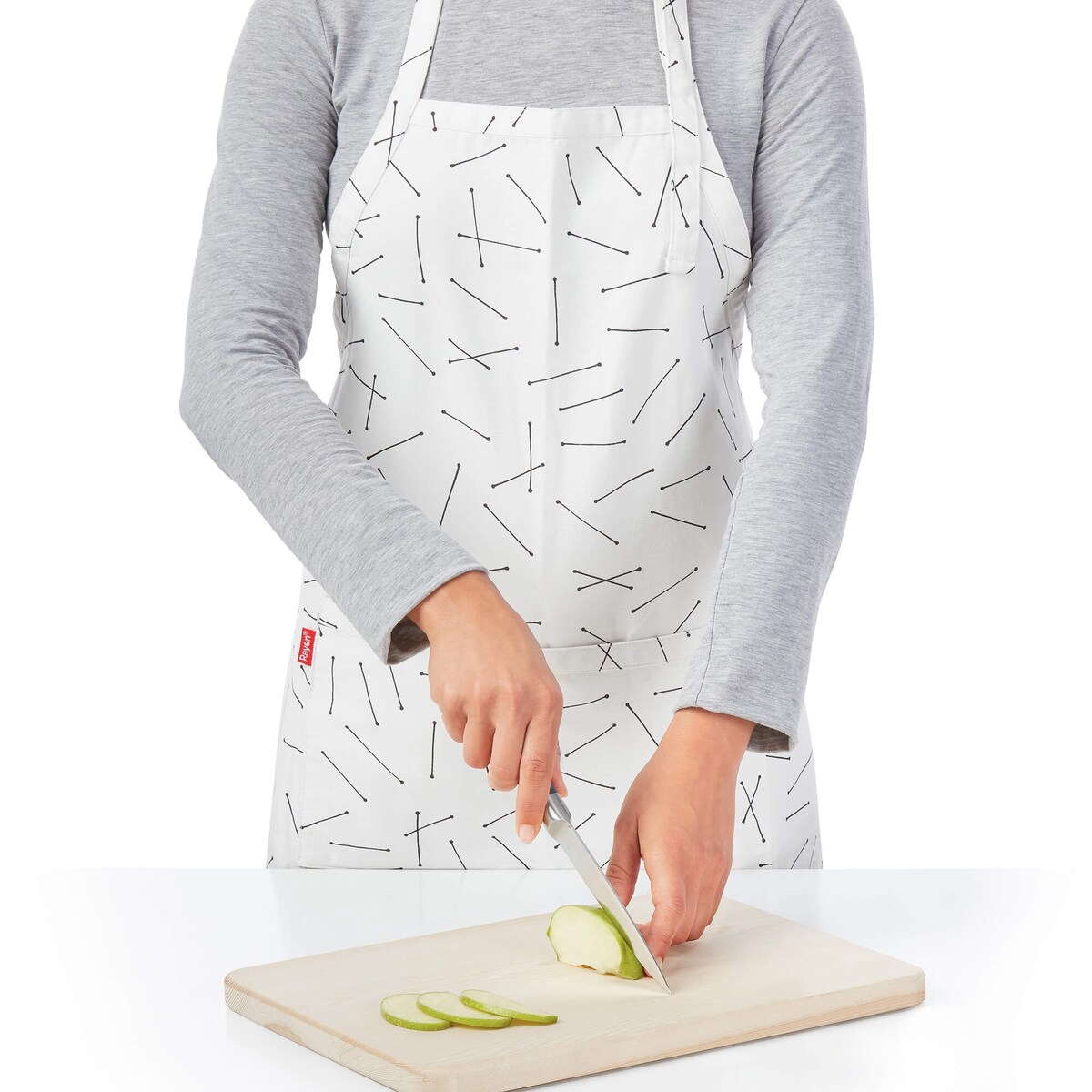 Biały fartuch kuchenny Rayen - 84 x 70 cm