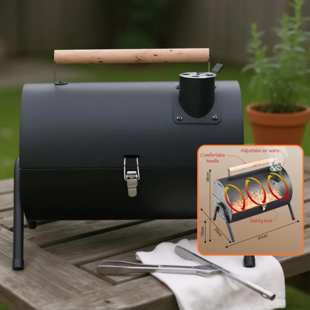 Grill ogrodowy, węglowy, przenośny, turystyczny, KINGHOFF